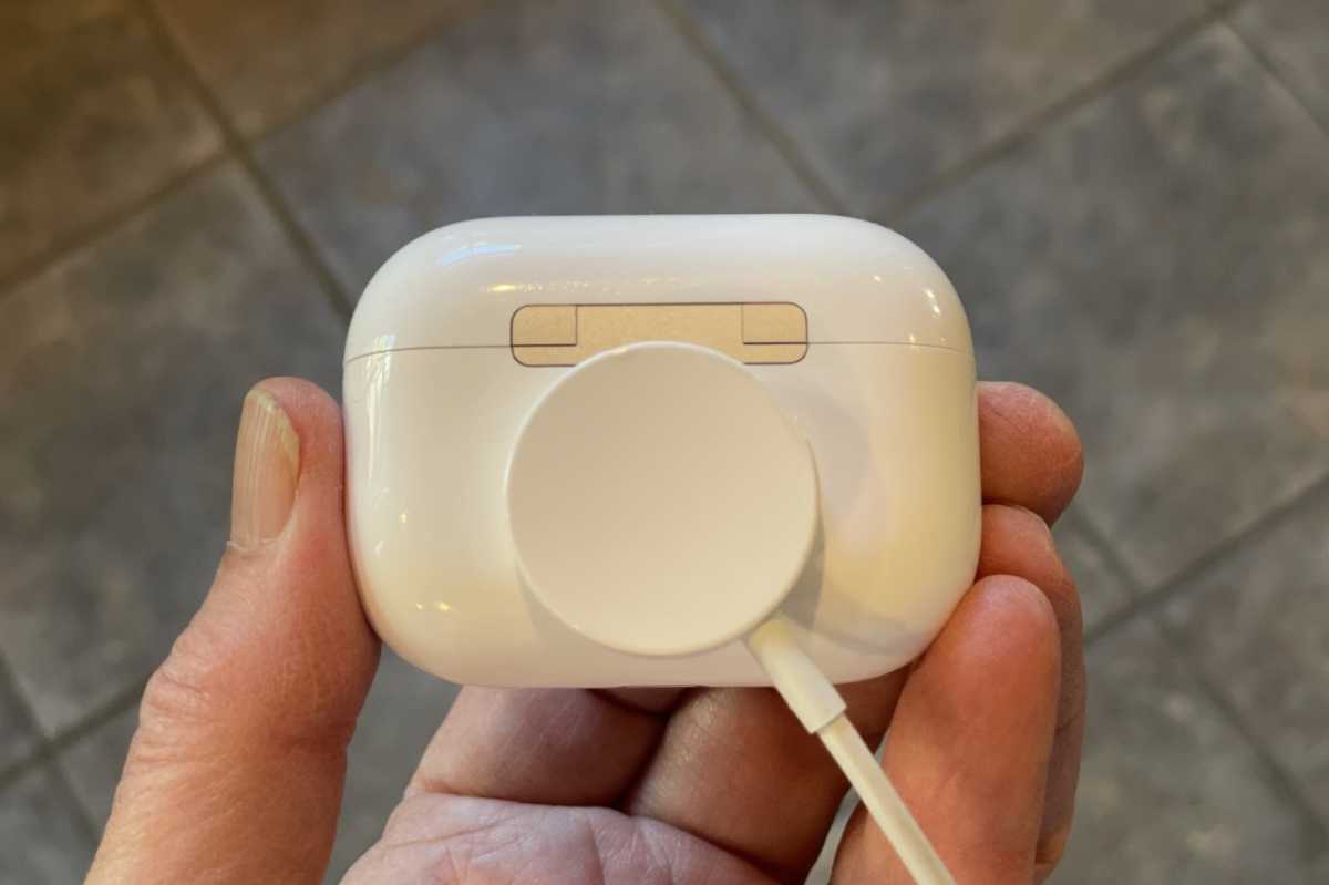 AirPods Pro connected to an Apple Watch MagSafe charger
