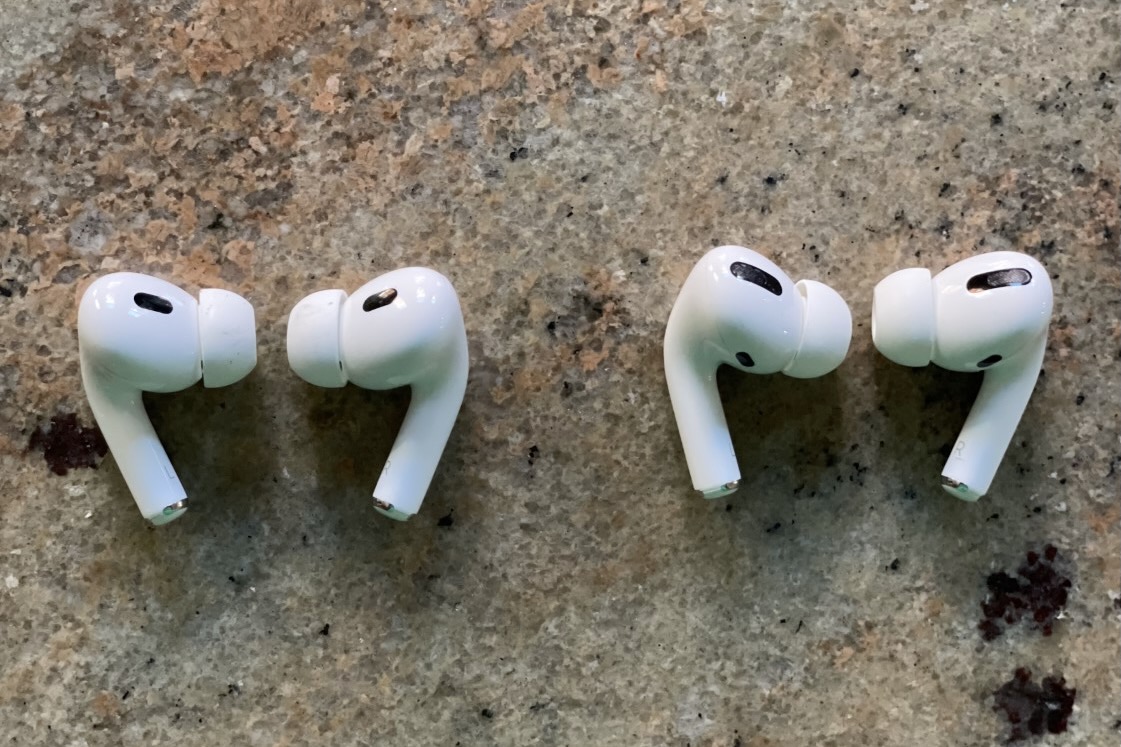 AirPods Pro first and second generation side by side